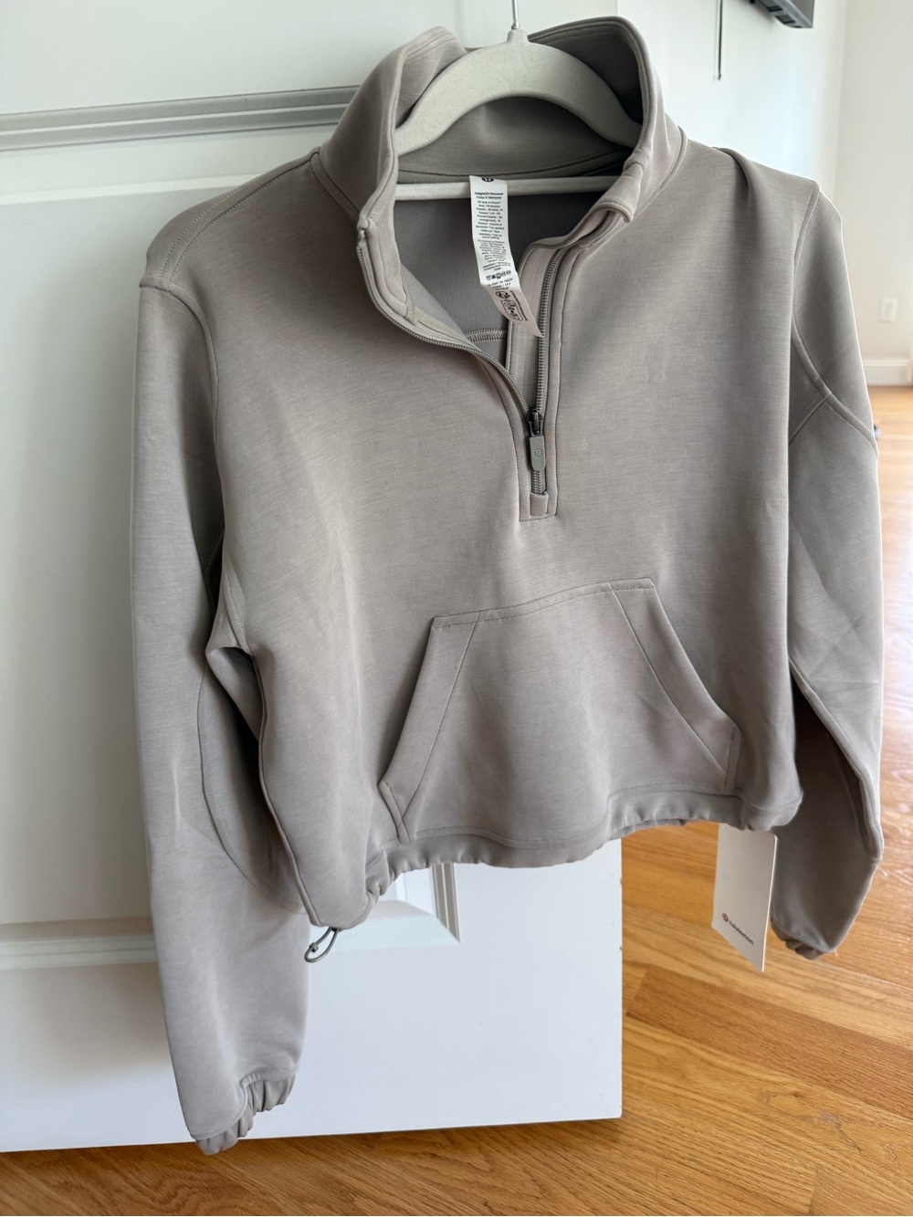lululemon athletica Cropped Quarter-Zip Sweatshirt in Taupe Gray